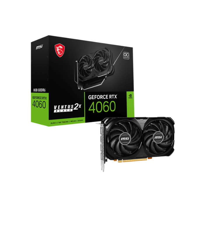 GRAFICA MSI VGA GEFORCE NVIDIA RTX 4060 VENTUS 2X BLACK OC. 8GB GDDR6