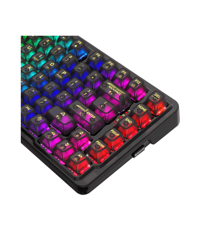 TECLADO REDRAGON ELF PRO K649CTB, INALAMBRICO, SW-CRYSTAL, RGB BLACK, INGLES