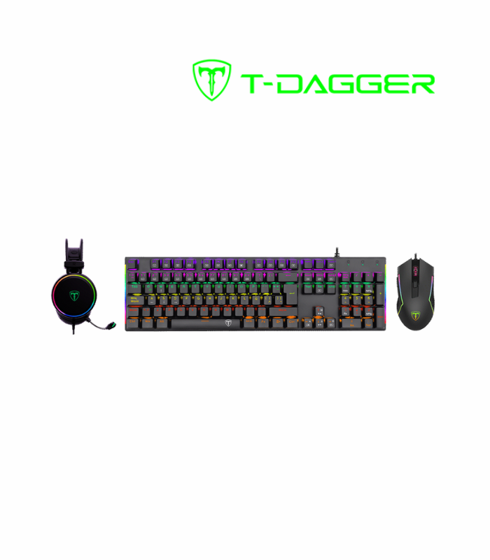 COMBO T-DAGGER 3 EN 1 T-TGS009 AURICULAR + TECLADO MECANICO WS ROJO + MOUSE