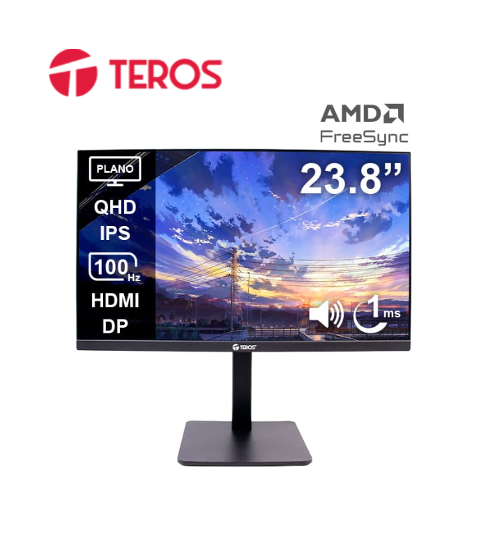 MONITOR GAMER TEROS TE-2416CS, 23.8" QHD IPS, 100Hz, 1ms, Cámara, Micrófono, HDMI, DP