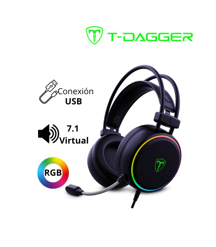 AUDIFONO T-DAGGER SONA T-RGH304 RGB BLACK 7.1 VIRTUAL