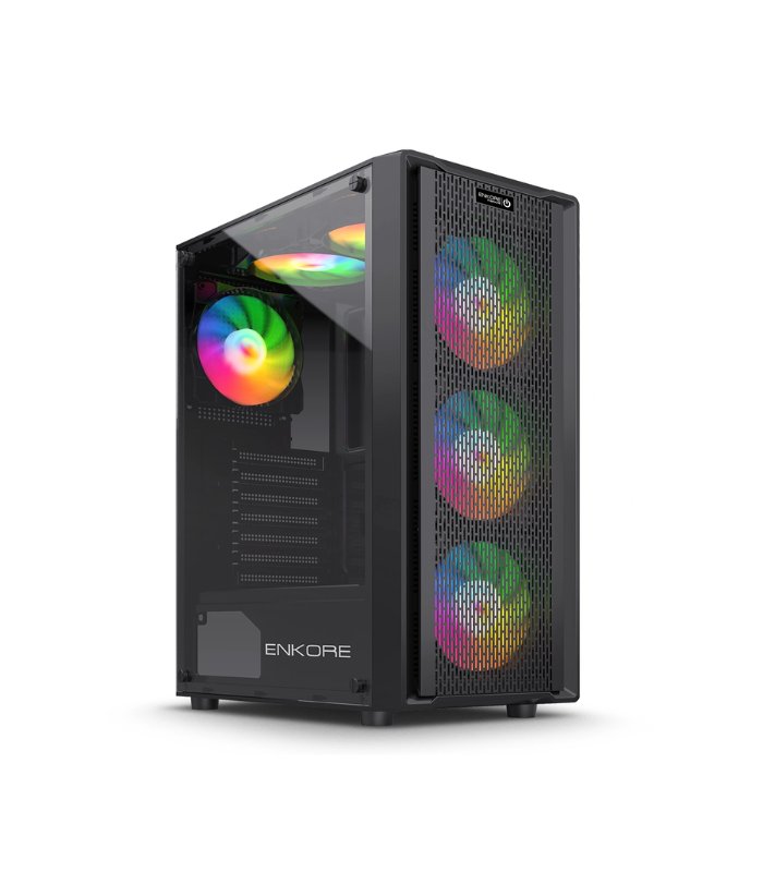 CASE ENK VIBRANT 5005, BLACK, 4 FAN, ARGB