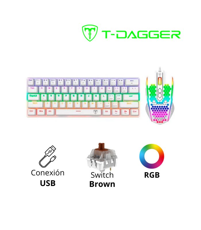 COMBO T-DAGGER 2 EN 1 MAIN FORCE T-TGK321 + T-TGM310, T-TGS008W-BR ESPAÑOL