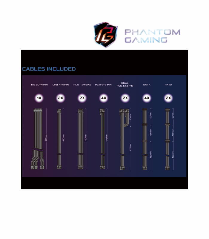 FUENTE DE PODER ASROCK PHANTOM GAMING PG-1600G 1600W 80 PLUS® GOLD FULL MODULAR PCIe5.1 ATX 3.1