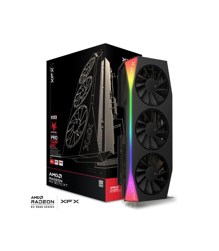 GRAFICA XFX RX 9070XT 16GB MERCURY RGB GDDR6 256 BITS, 3 FAN