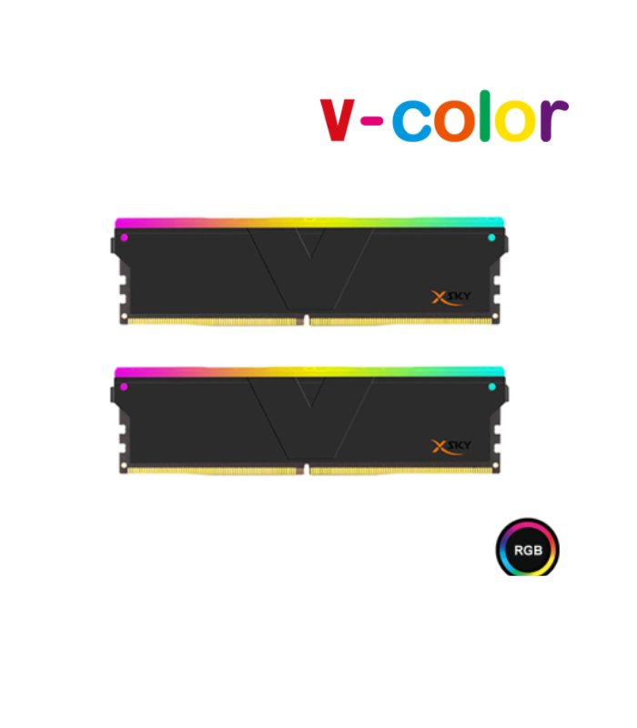 MEM. RAM MANTA XSKY V-COLOR RGB, 32GB (16x2) DDR5 6400MT/s, CL32