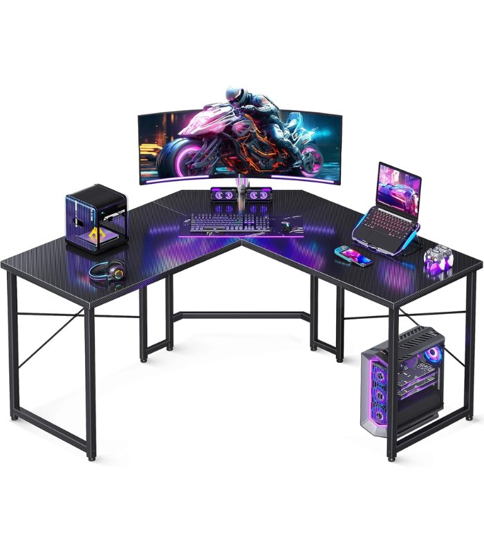 MESA GAMER SHAPED L PRO FIBRA DE CARBONO NEGRO