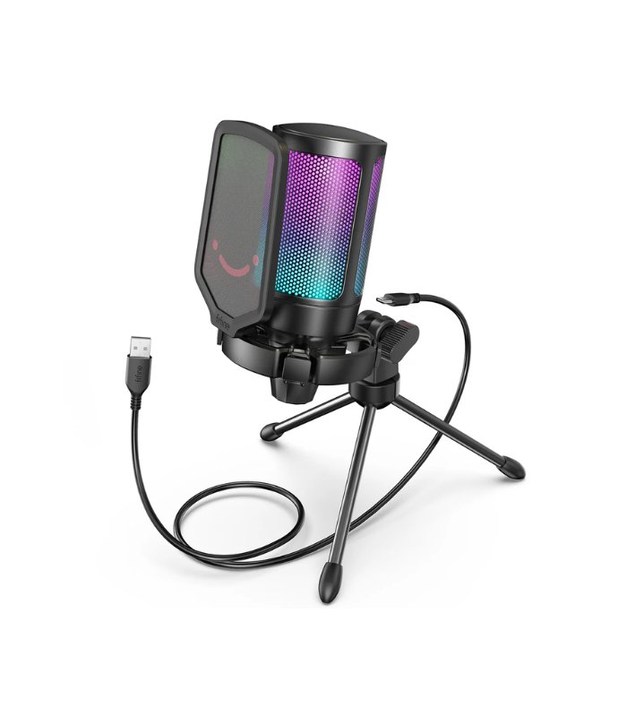 MICROFONO FIFINE A6V, RGB, CONDENSADOR, NEGRO