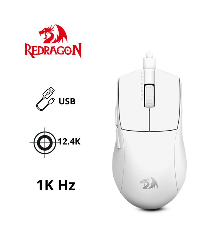 MOUSE REDRAGON K1NG M724 (1K HZ) WHITE 12,400DPI