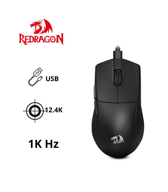 MOUSE REDRAGON K1NG M724 (1K HZ) BLACK 12,400DPI