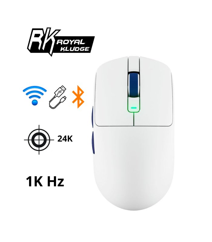 MOUSE ROYAL KLUDGE M30, INALAMBRICO, 1K Hz, 24,000 DPI, WHITE BLUE