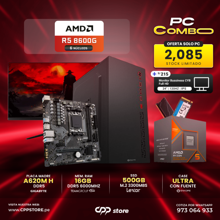 Combo PC Ryzen 5 8600G 16GB DDR5 SSD 500GB